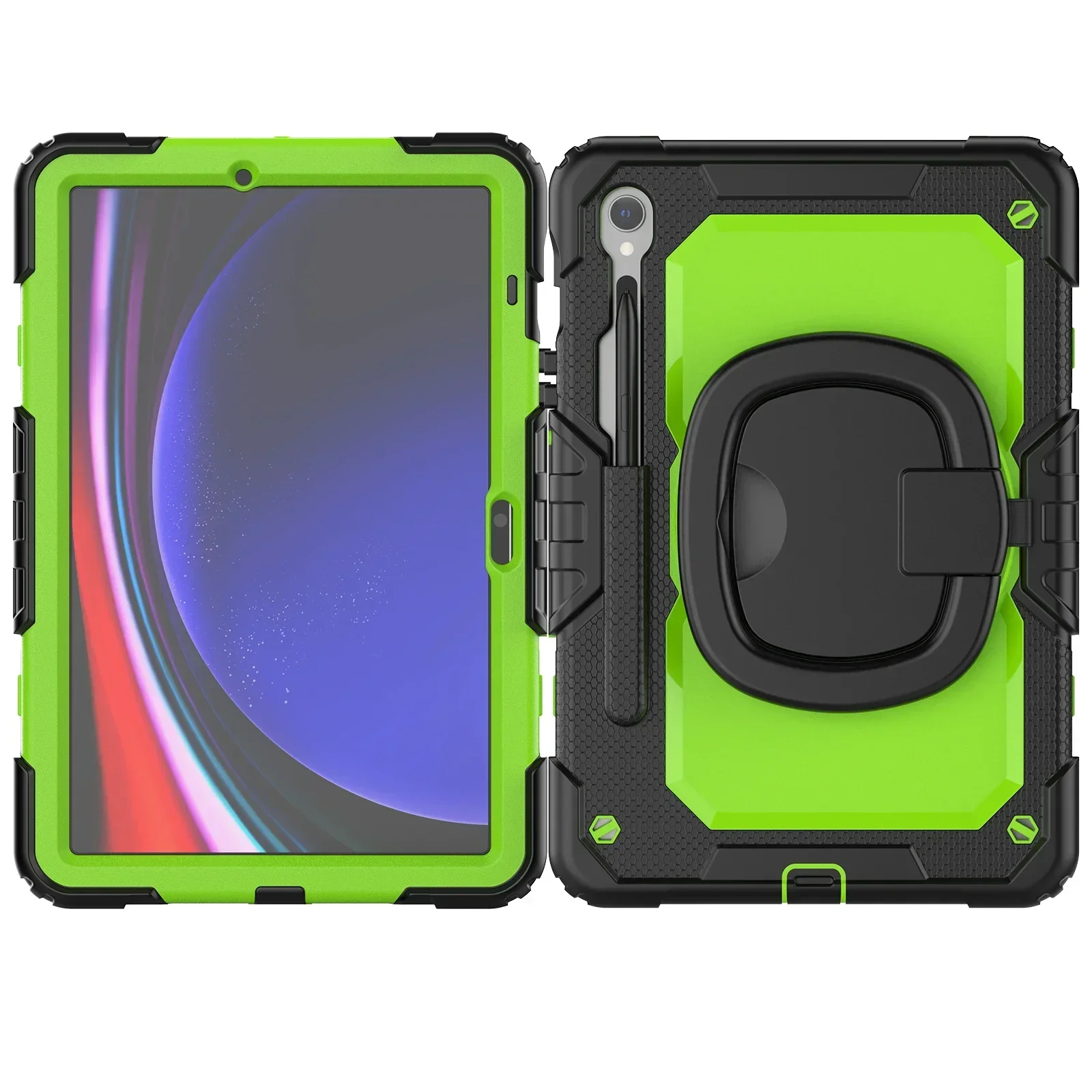 Shockproof Tablet Case with 360° Rotatable Stand & Shoulder Strap - Kids Protective Cover
