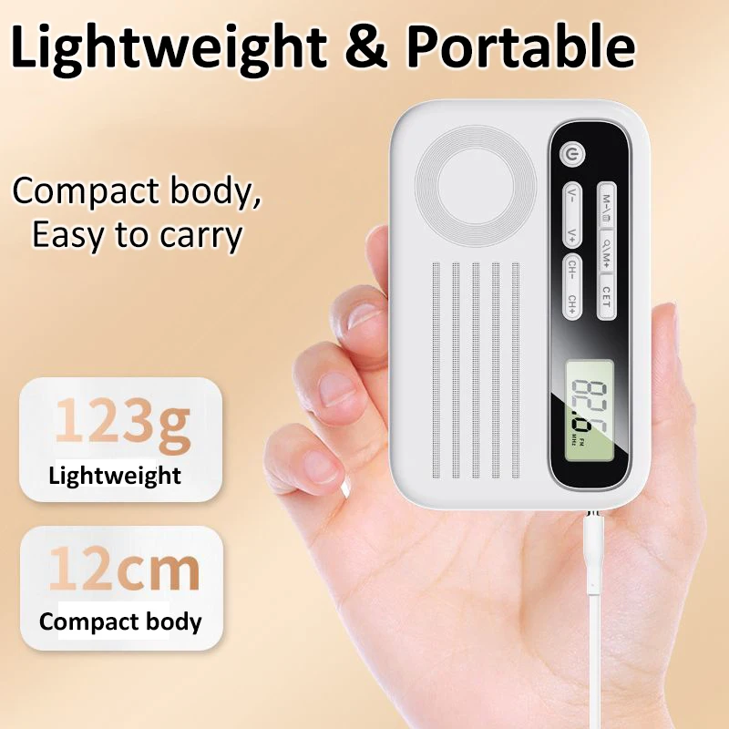 Portable DSP Radio 50-108MHZ Radio Receiver with LCD Display Built-in Speaker Support Power Display 3.5MM Headphone Rechargeable