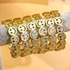 Cuff Bangle Copper Metal Bracelet for Women Diamond Band Zircon Inlay Bracelets for Ladies Vintage Girls Jewelry 5