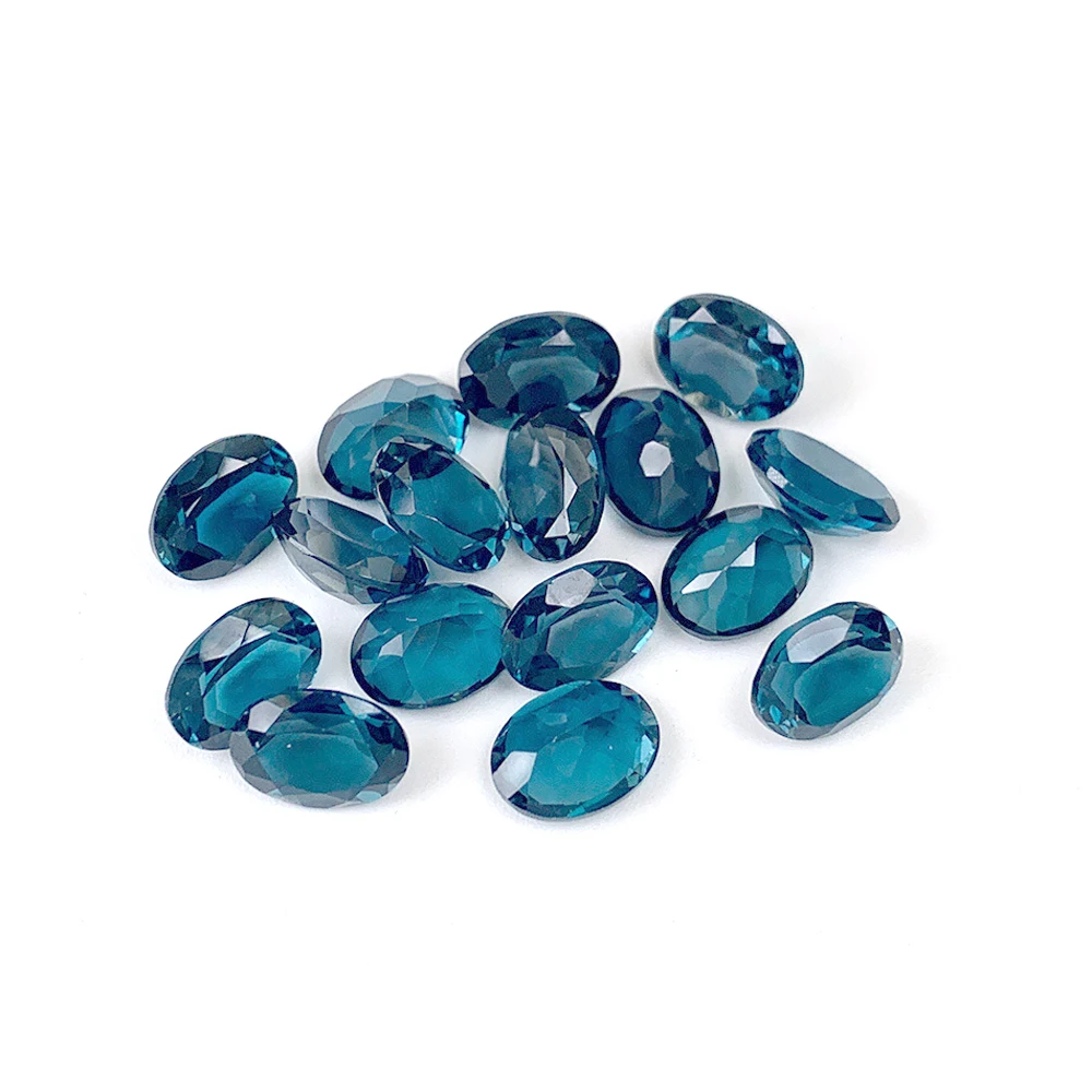 20pcs Facet Oval 3x4mm-3x5mm London Blue Topaz Semi-precious Natural Stone Eye Clean Loose Gemstone For Jewelry Making