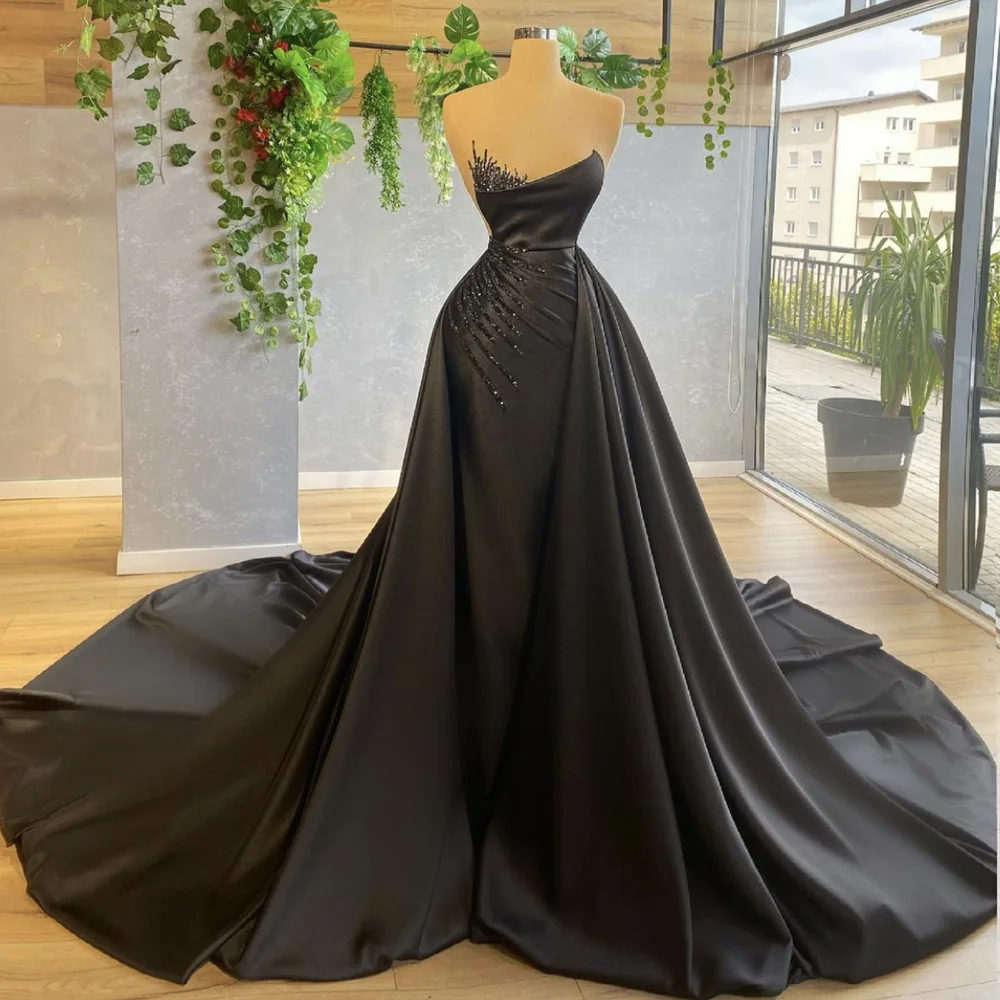 

black prom dresses 2024 sweetheart neckline beading crystal beaded evening dresses puffy abendkleid damen luxus