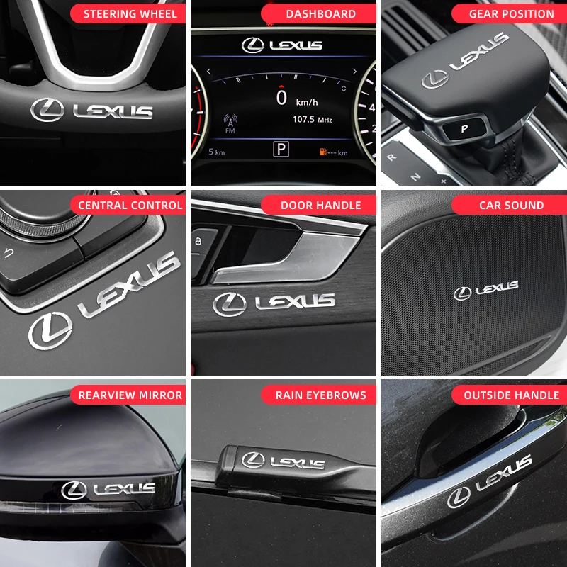 2/5/10개 자동차 로고 3D 금속 스티커 렉서스 F-SPORT ES RX NX LS UX LM LX GX LC RZ IS CT GS RC HS SC용 장식 액세서리