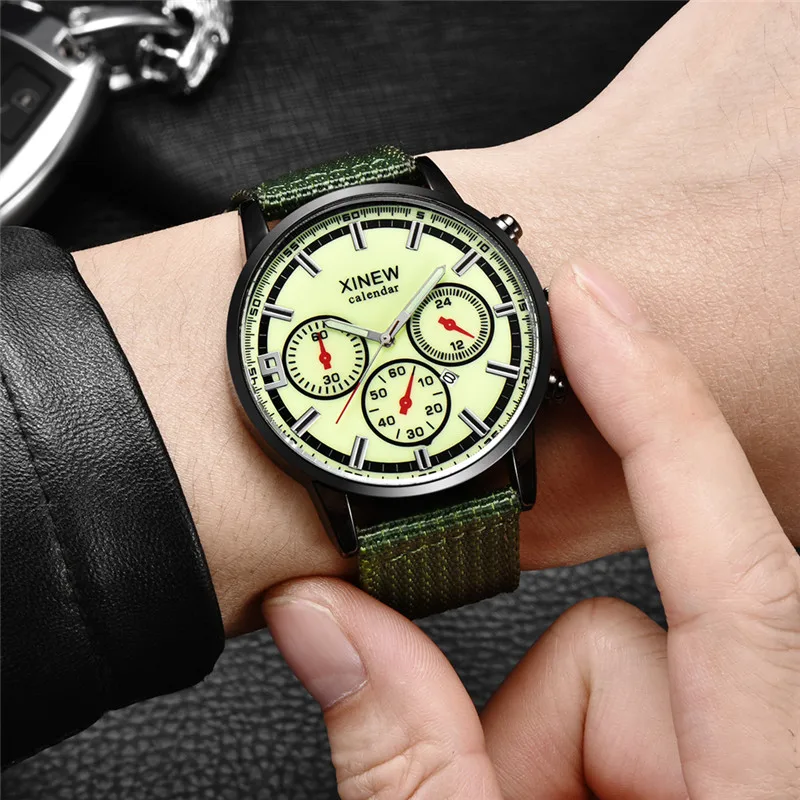 Original XINEW Brand Cheap Watches For Men Students Fashion Nylon Band Military Sports Date Quartz Watch Relogio Masculino 2024