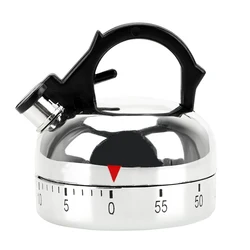 Kettle - Shaped 60 - Minute Mechanical Kitchen Timer with Countdown Alarm (Silver)