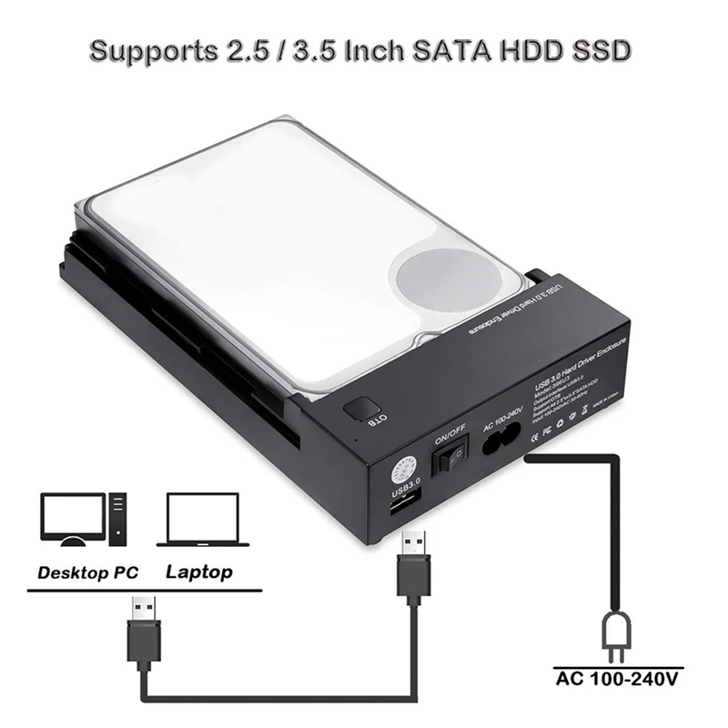 USB 3.0 3.5In SATA ϵ ̺ ũ, ܺ Ŭ SSD HDD ũ ̽ , 16TB ̺, OTB ġ 