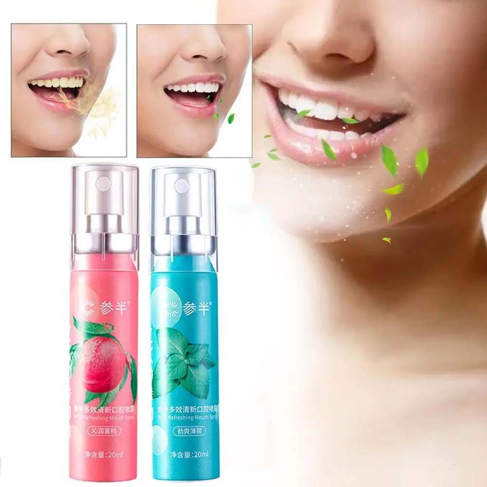 

Fruity Breath Peach Mint Breath Freshener Spray Halitosis Spray Treatment 20ml Refreshing Liquid Freshener Care Mouth Odor Y0P7
