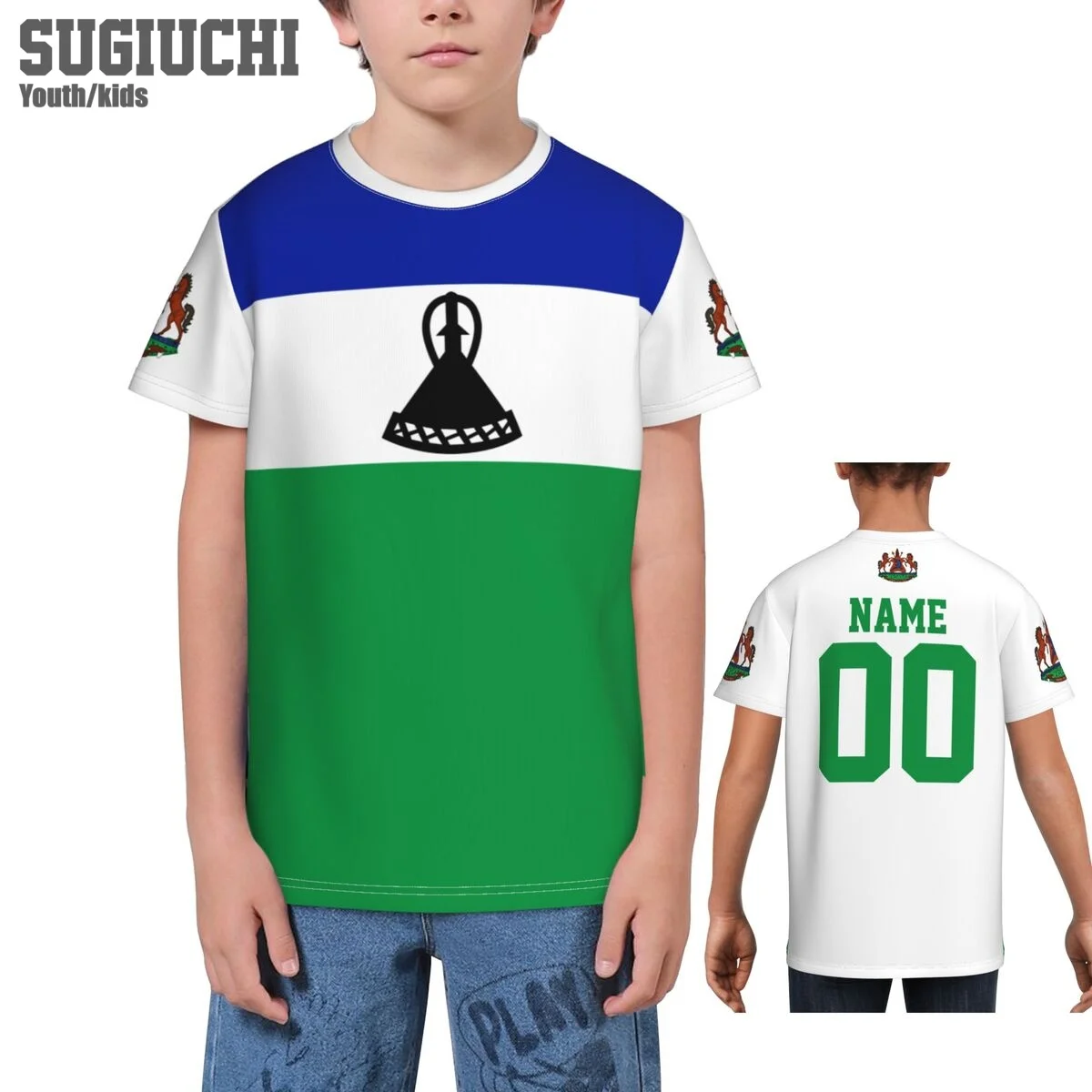 

Custom Name Number Lesotho Flag Emblem 3D T-shirts For Kids Youth Boy/Girl Tees jersey Soccer Football Fans Gift T shirt