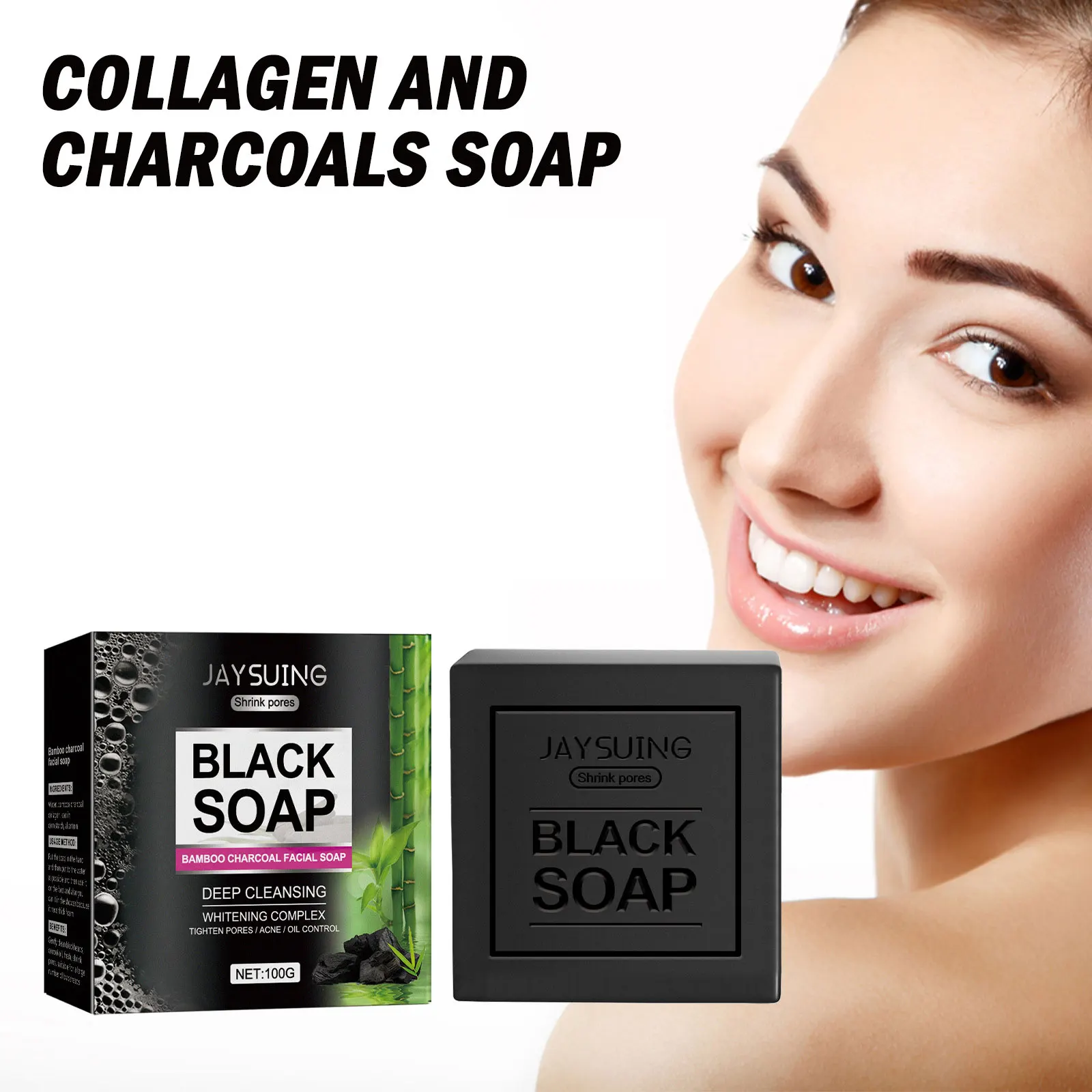 Bamboo Charcoal Cleansing Face Soap Remove Facial Dirt Reduce Blackheads Prevent Pore Blockage Deep Exfoliating Cleansing Soap