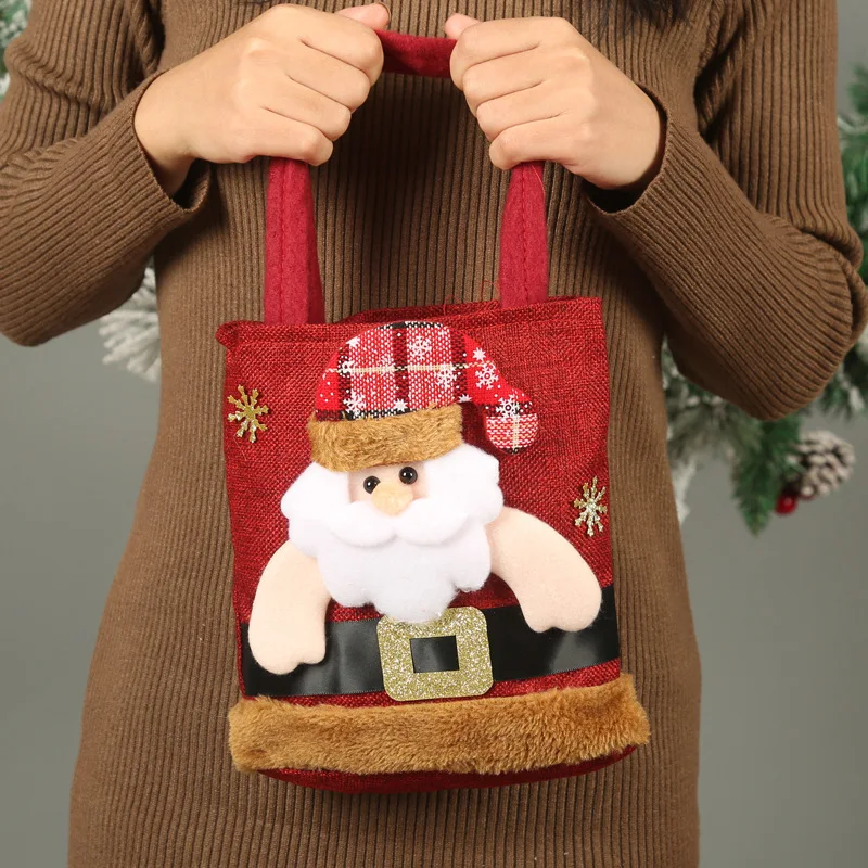 Christmas Decorations Cartoon Santa Claus Snowman Elk Gift Bag Merry Christmas Decor Children's Gift Bag Candy Xmas Handbag gift bags christmas gift bags