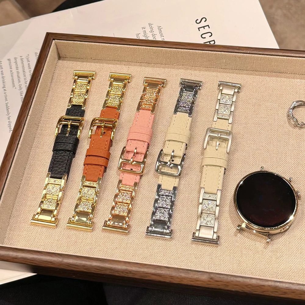 Elegant Diamond-Accented Women's Metal Watch Strap Bracelet