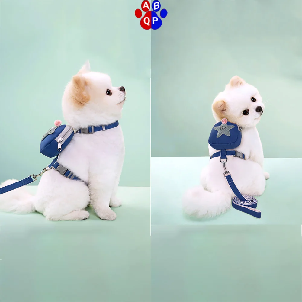 

ABQP Personalized Cute Pet Dog Cat Leashes with Knapsack Decorative Outdoor Harnesses Traction for Small Dogs Cats Puppy Kitten