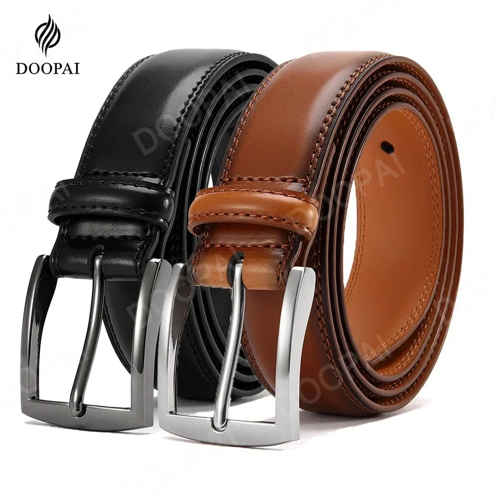 Two Layers Of Cowhide Belt For Men With Needle Buckle Belt