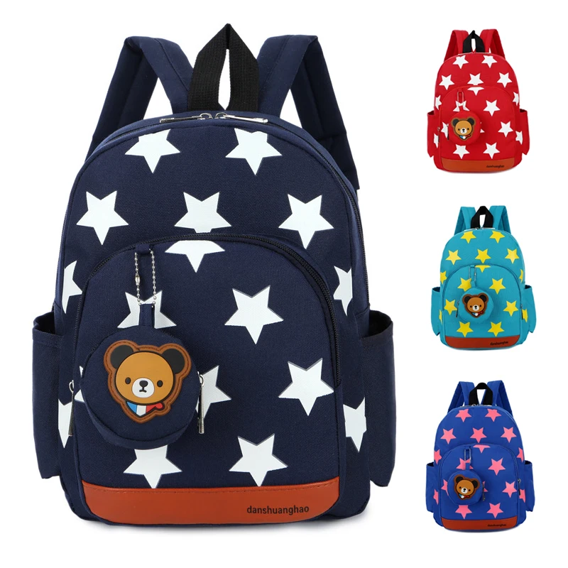 

Star Print Kindergarten School Bags Lightweight Nylon Backpack Baby Girls Boys School Backpack for 1-3 Years Old Mochila Infant