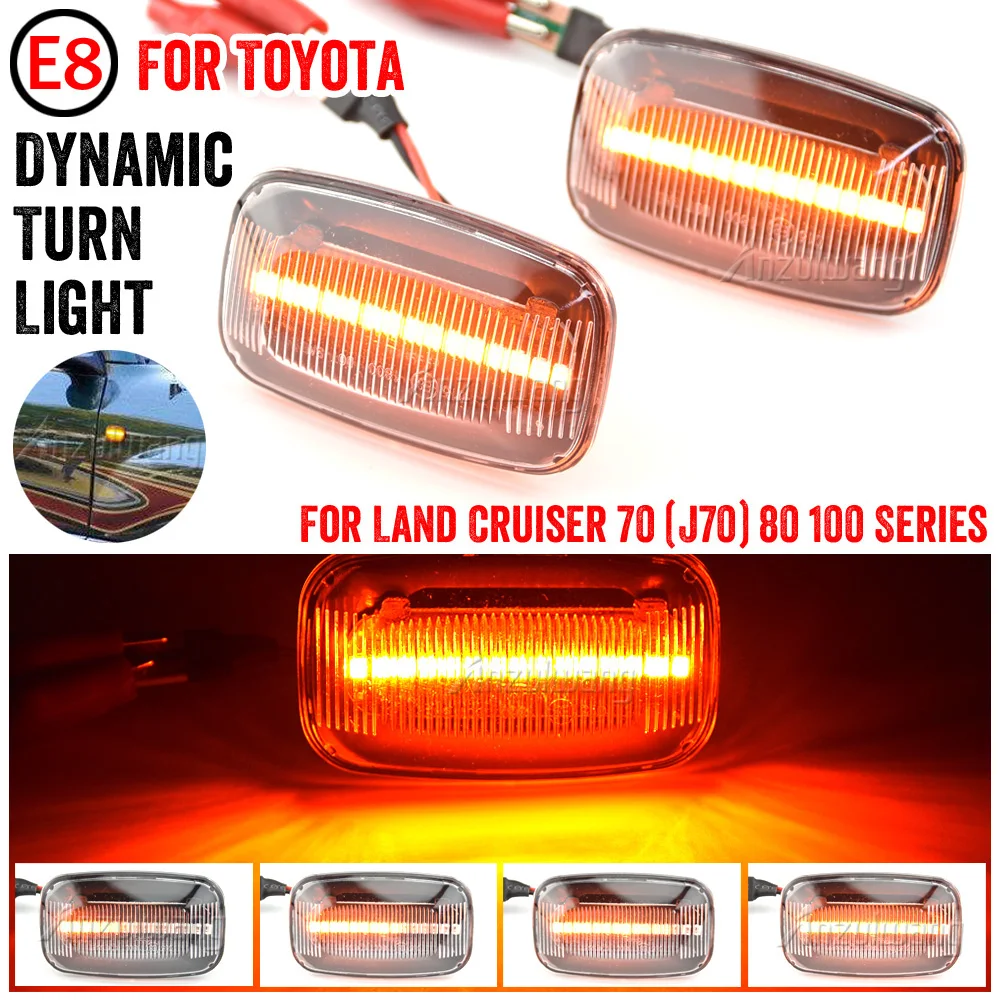 

For Toyota Land Cruiser J70 J80 J100 Series LC70 LC80 LC100 LED Dynamic Turn Signal Side Marker Light Flowing Sequential Lamp