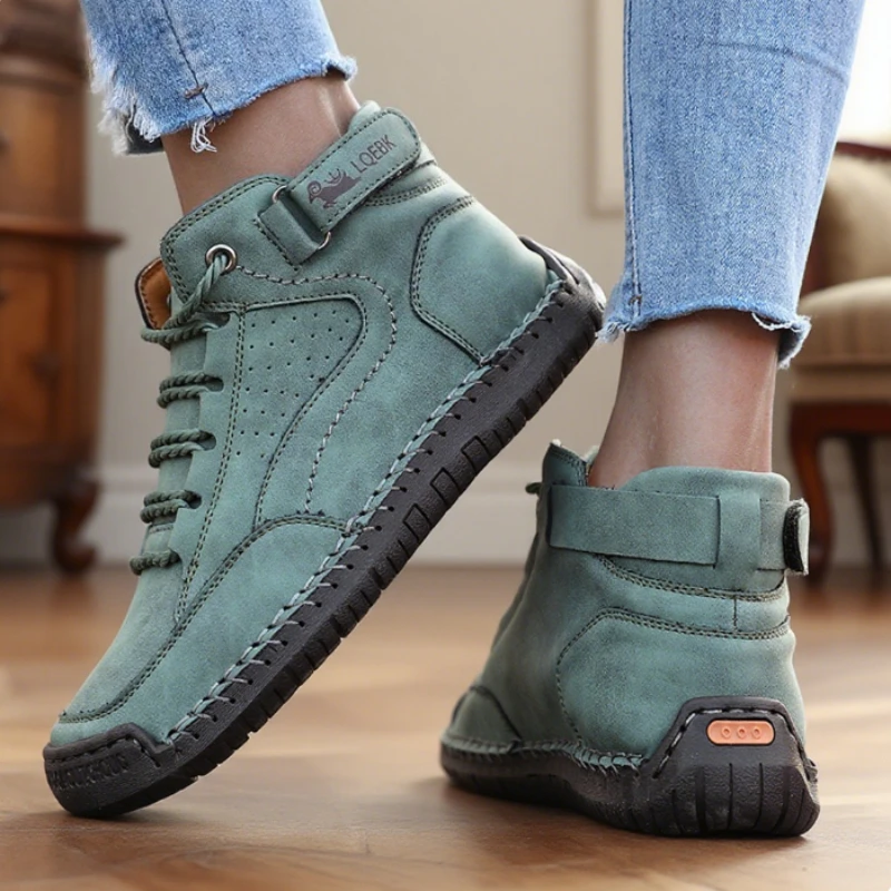 New 2025 Autumn Handmade Leather Women Boots Design Sneakers Man Breathable Casual Softer Shoes Men Ankle Boots Outdoor Boats