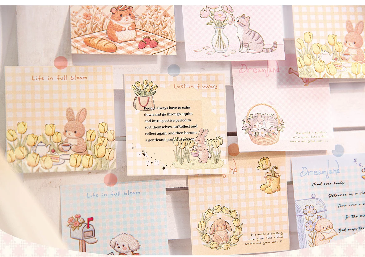90 Stück Stickerei-Notizen Serie Kawaii Cartoon Laser Gold Botschaftsnotizen DIY Handgemachtes Scrapbooking Material Ästhetisches Bastelpapier – Detail 7