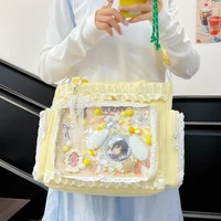 Y2k nouveau sac à bandoulière doux Ita Lolita fille sac à bandoulière Transparent femmes grande capacité sac fourre-tout en dentelle mignon bricolage affichage sac à main 4
