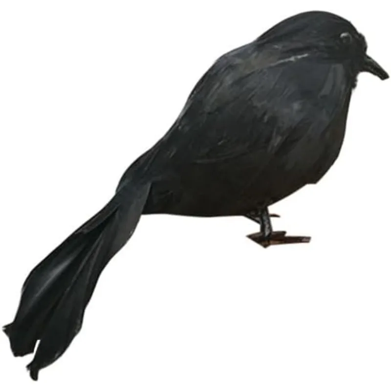 Halloween Crow Decoration with Black Feathers Simulation for Outdoor Indoor Horror Ornaments. Creative and Fun To Add Atmosphere