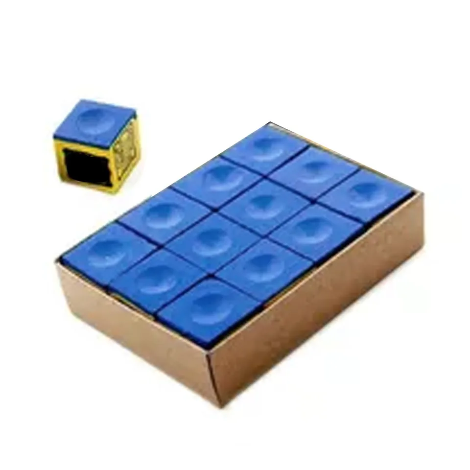 Craie De Billard 12 Cubes - Carbonate De Calcium - Anti-Glissement - Précision Tir (Bleu)