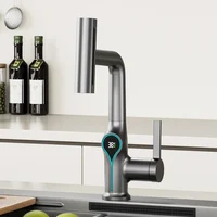 Waterfall Temperature Digital Display Basin Faucet Lift Up Down Stream Sprayer Hot Cold Water Sink Mixer Wash Tap For Bathroom 1