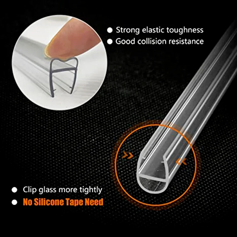 Glue-free Bath shower screen door seal strip 2X50cm 6/8/10/12mm gap sealer PVC Waterproof Sealing Weatherstrip Bathroom Hardware door seal strip sealing strip tape window seal strip sealing tape rubber seal strip rubber door weatherstripping shower door seal silicone seal strip door weatherstripping rubber shower seal sealing strip shower water barrier waterproof tape