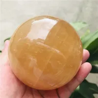 30-100MM Natural Citrine Calcite Quartz Crystal Sphere Ball Healing Gemston+base 2