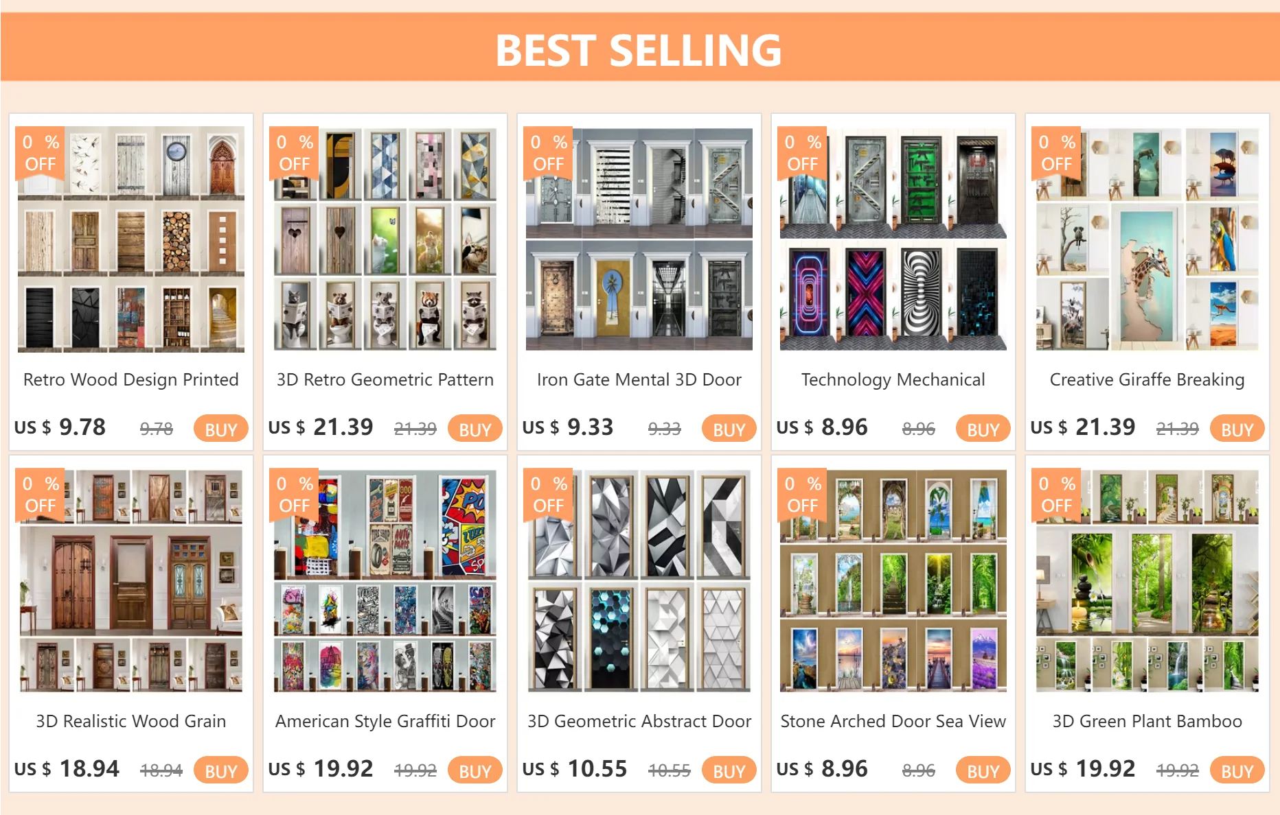Description Picture 2 of item3D Realistic Wooden Pattern Door Sticker Self Adhesive PVC Vintage Oriental Full Door Wrap Mural Wallpaper Removable decoration