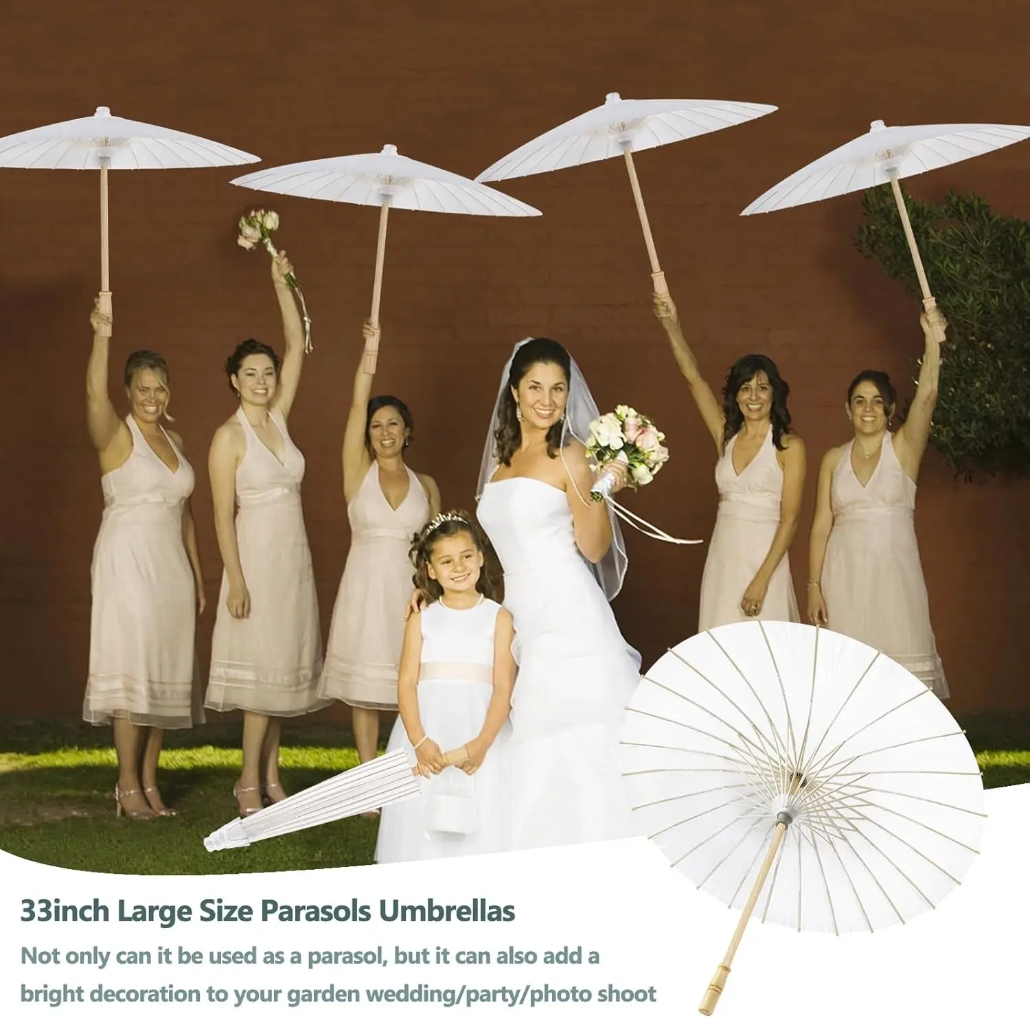 White Paper Umbrellas 10Pcs 40/60/80cm Parasol Chinese Japanese Oiled Umbrella Decorative DIY Painting