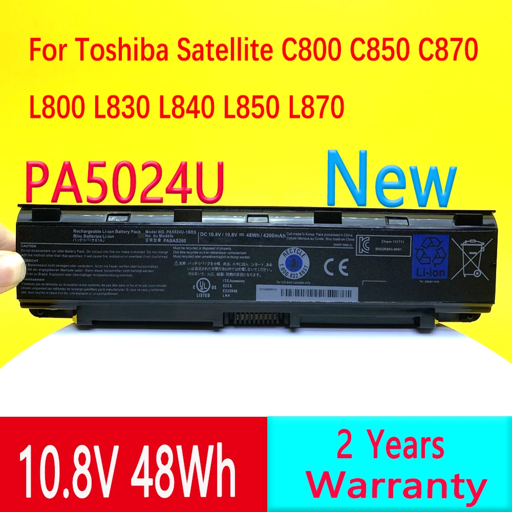 Bateria para Toshiba Satellite C800 C850 C870 L800 L830 L840 L850 L870 Pa5024u Pa5025u Laptop 10.8v 48wh 4200mah Pa5024u1brs