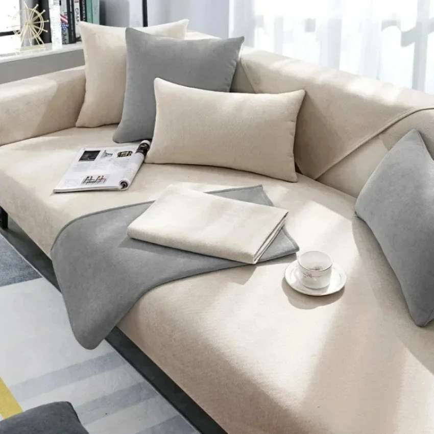Simplized Solid Chenille Sofa Cover for Living Room Non-Slip Sofa Cushion Cover Four Seasons Universal Couch Protector Covers 6