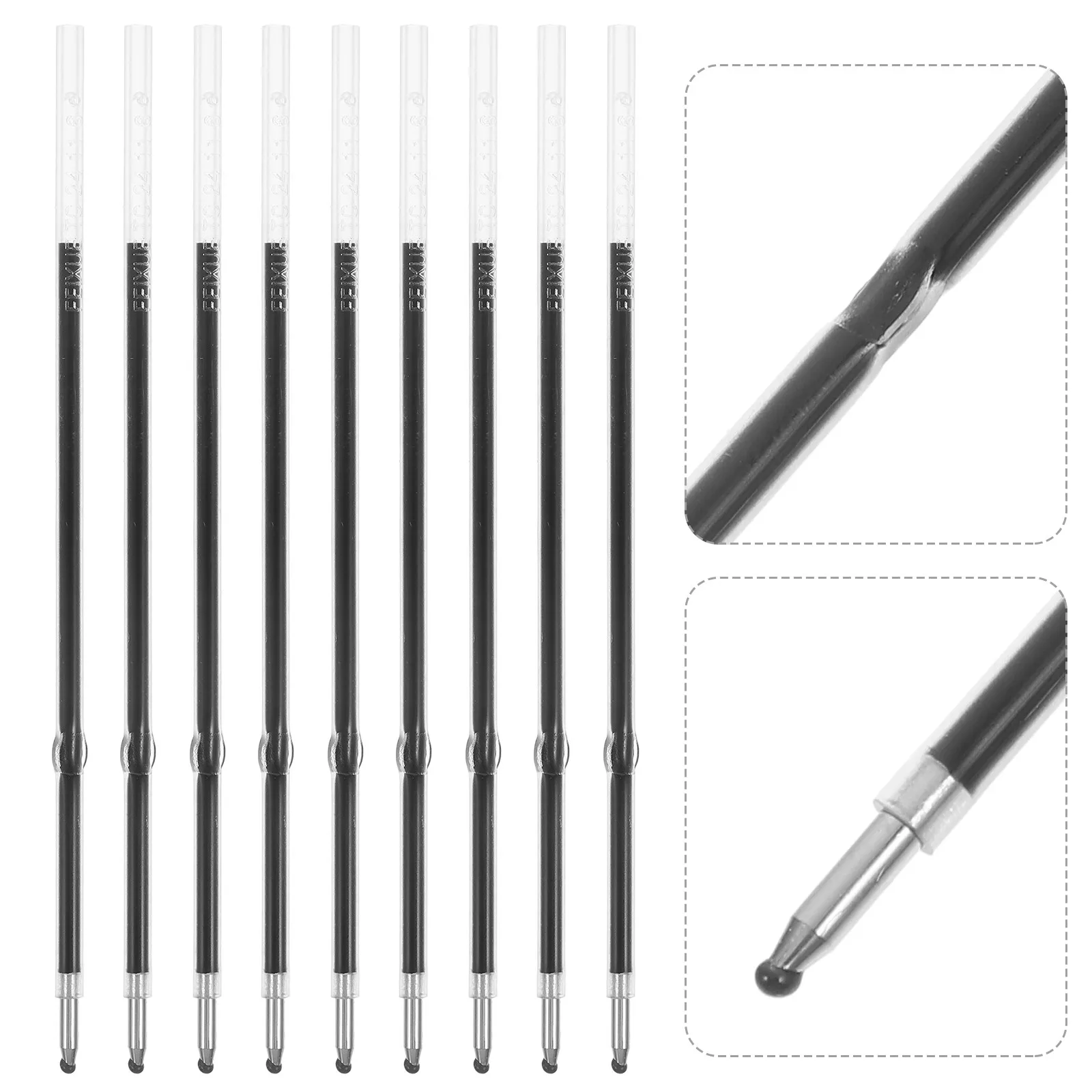 100Pcs 블랙 젤 잉크 펜 리필 0.7mm 개폐식 볼펜 유니버설 핏 부드러운 쓰기 빠른 건조 스테인레스 팁 쓰기용
