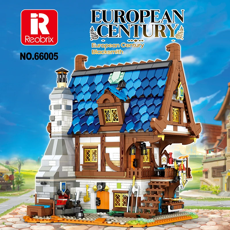 Medievale Tavern Town Street Market Fabbro Shop City Retro Windmill House Model Building Blocks Giocattoli Per Bambini Regalo Di Compleanno
