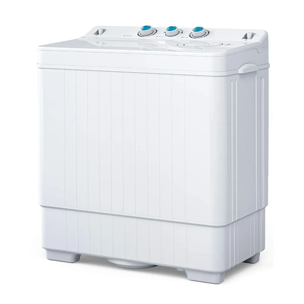 

2024 New Compact Twin Tub Portable Washing Machine, Mini Washer(18lbs) & Spiner(8lbs) / Built-in Drain Pump/Semi-Automatic