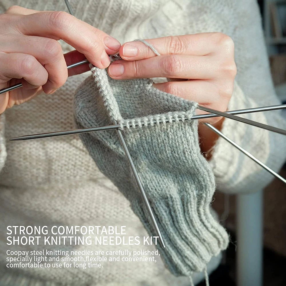 Premium Stainless Steel Double-Pointed Knitting Needles Set (20cm)