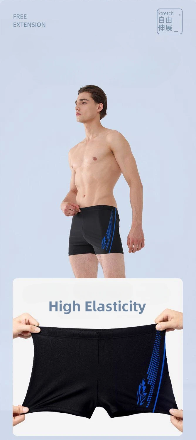 Swimming Trunks Men's Professional Quick-drying Anti-embarrassment Large Size Flat Angle Swimsuits Soaking Spa Goggles Cap