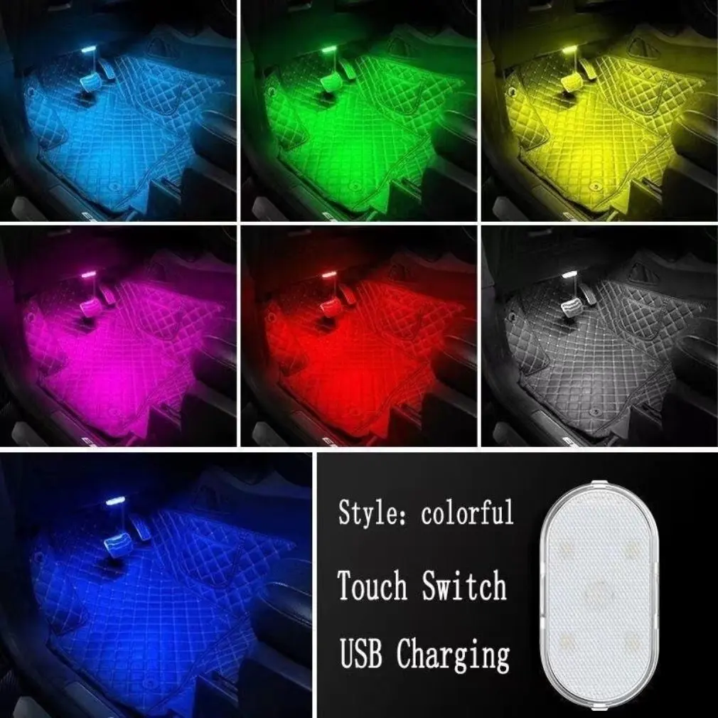 

2024 New Car LED Touch Lights Wireless Interior Light Car Foot Light Decorative Mood Lighting Reading Light Car Accessories