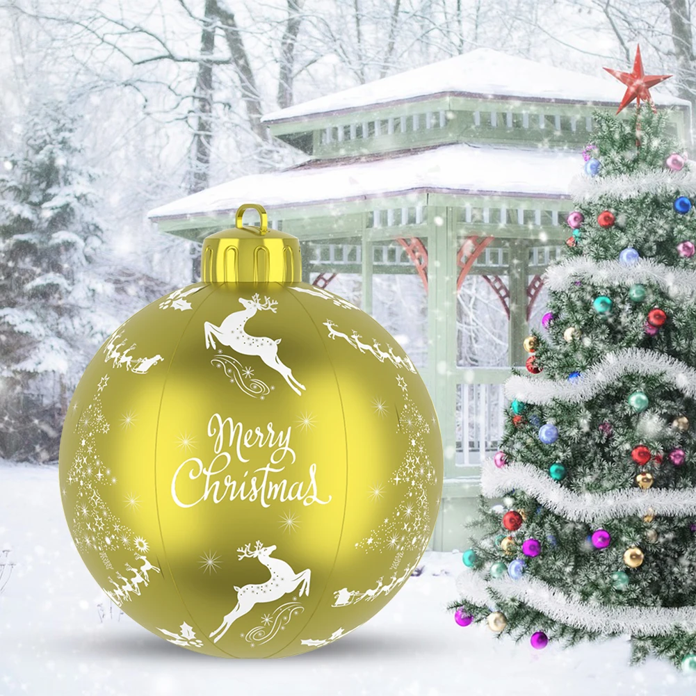 60cm Christmas Inflatable Tree Hanging Ball Waterproof Giant Inflatable Bauble Festival Theme Outdoor Holiday Garden Yard Decor