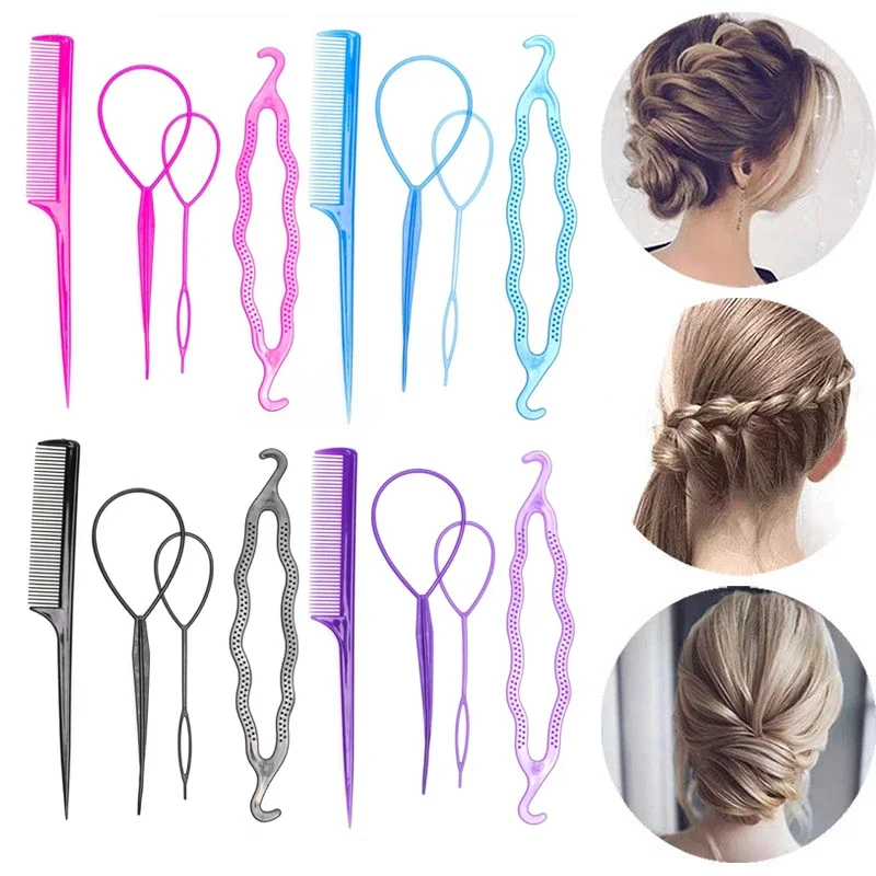 Description Picture 2 of item4pcs/Set Women DIY Hair Tail Tools Donut Bun Maker Ponytail Braiding Styling Disk Twist Tools Accessories For Toddlers Girl