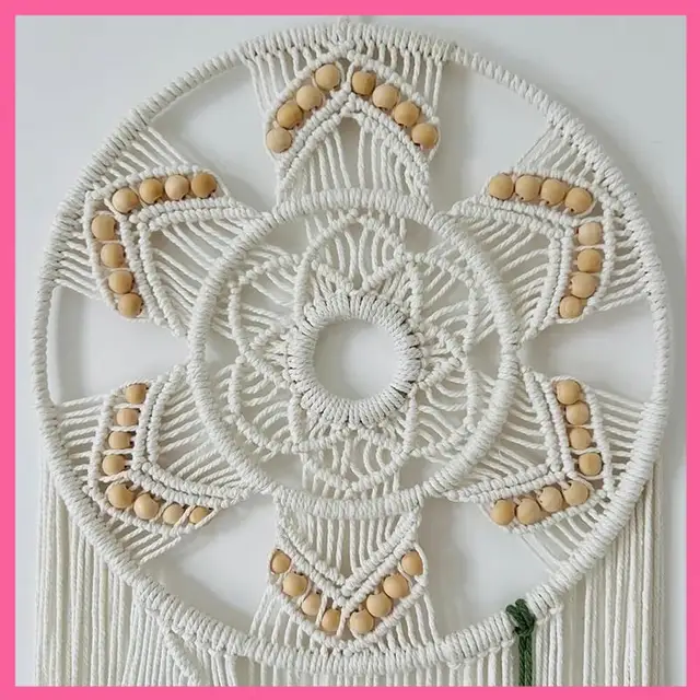 Large Woven Leaf Dream Catcher - Boho Bedroom Wall Art