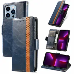 Premium RFID Blocking Leather Wallet Case with Wireless Charging and Card Slots - Galaxy Buddy 4 (Blue)