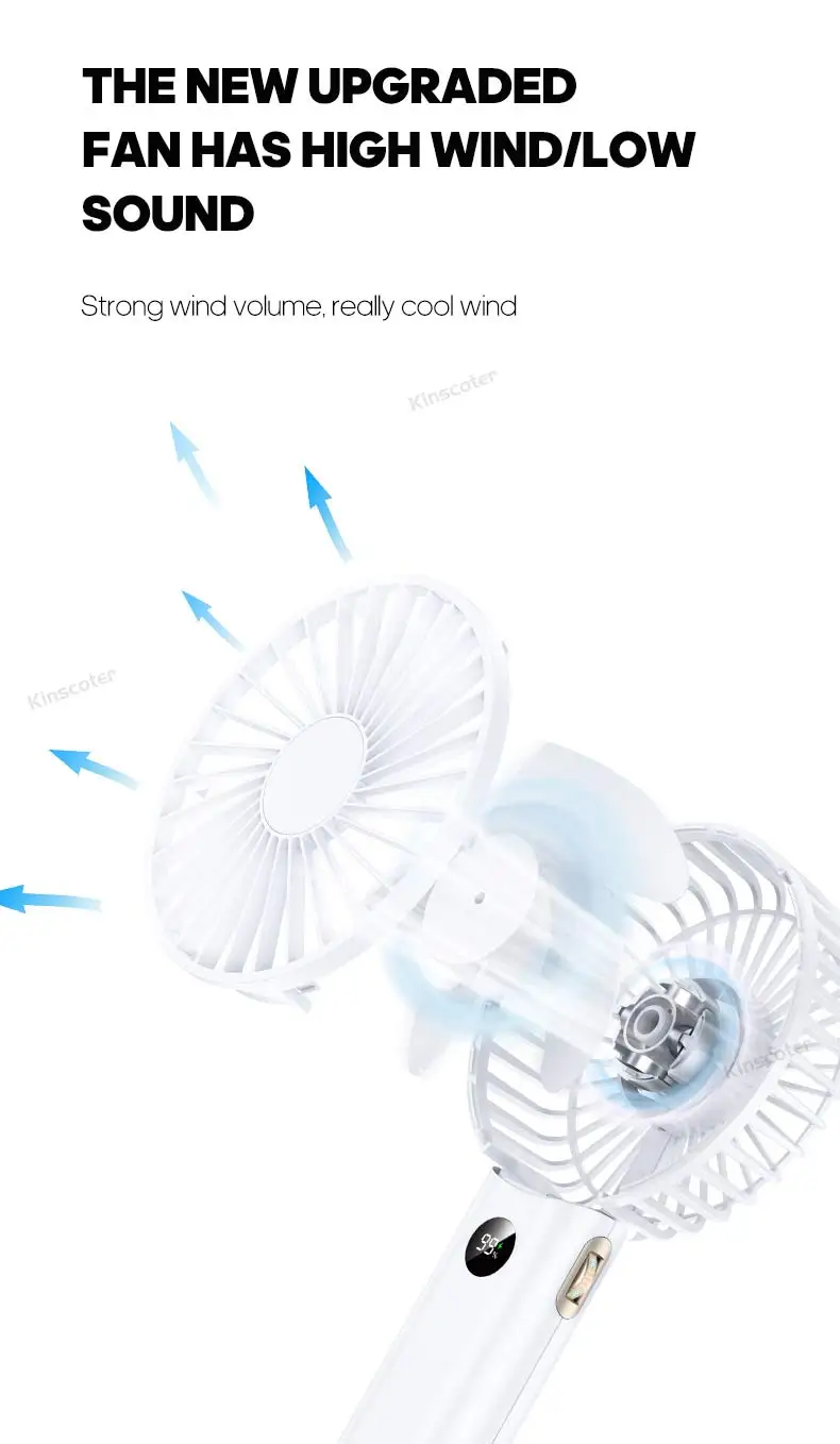 Mão USB 3600mAh Recarregável Mini Ventilador com