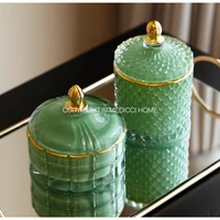 Medicci Home GG Stye Home Decor Vintage Jewelry Box Gilt Edged Incense Candle Jar Storage Glass Jar Boutique Craft Wedding Gifts 2