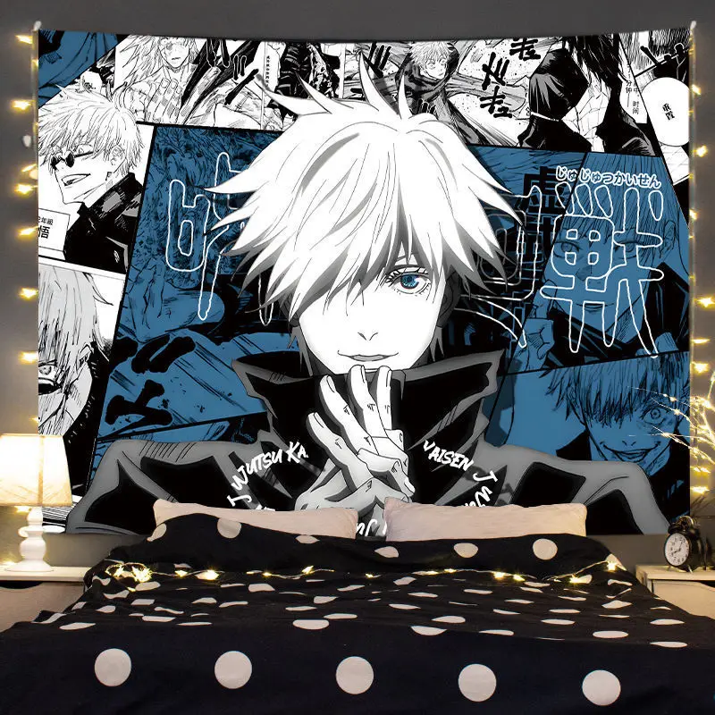 Jujutsu Kaisen Tapestry Gojo Satoru Wall Hanging Painting Anime Tapestries Home Bedroom Wall Decor Room Decoration Art tapestry decor anime wall decor