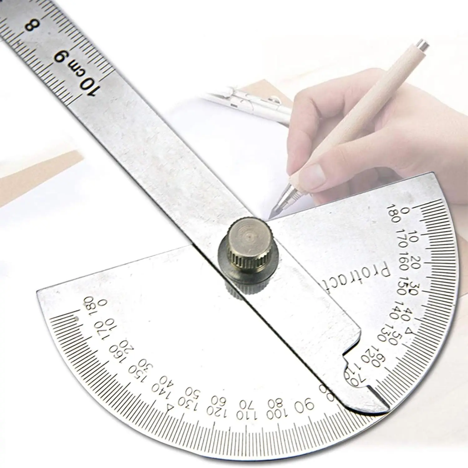 Digital Angle Protractor Angle Protractor Angle Measuring Tool Carpenter Measuring Tool Woodworking Measuring Tool 0-180 &deg; Round Head Protractor Stainless Steel Angle Gauge Woodworking Angle Gauges