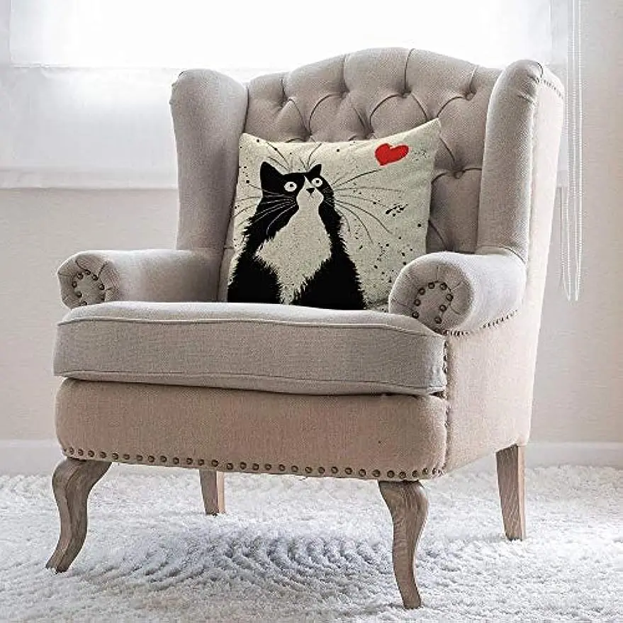 Cute Cat Linen Pillow Cover Pillow Pillowcase 45x45cm Home Living Room Sofa Decoration Pillowcase pillow case 4
