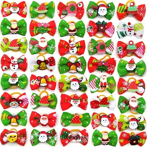 

10 Pcs Pet Grooming Supplies Christmas Puppy Cat Birthday Hair Bows Rubber Bands Dog Hair Accessories Random Color