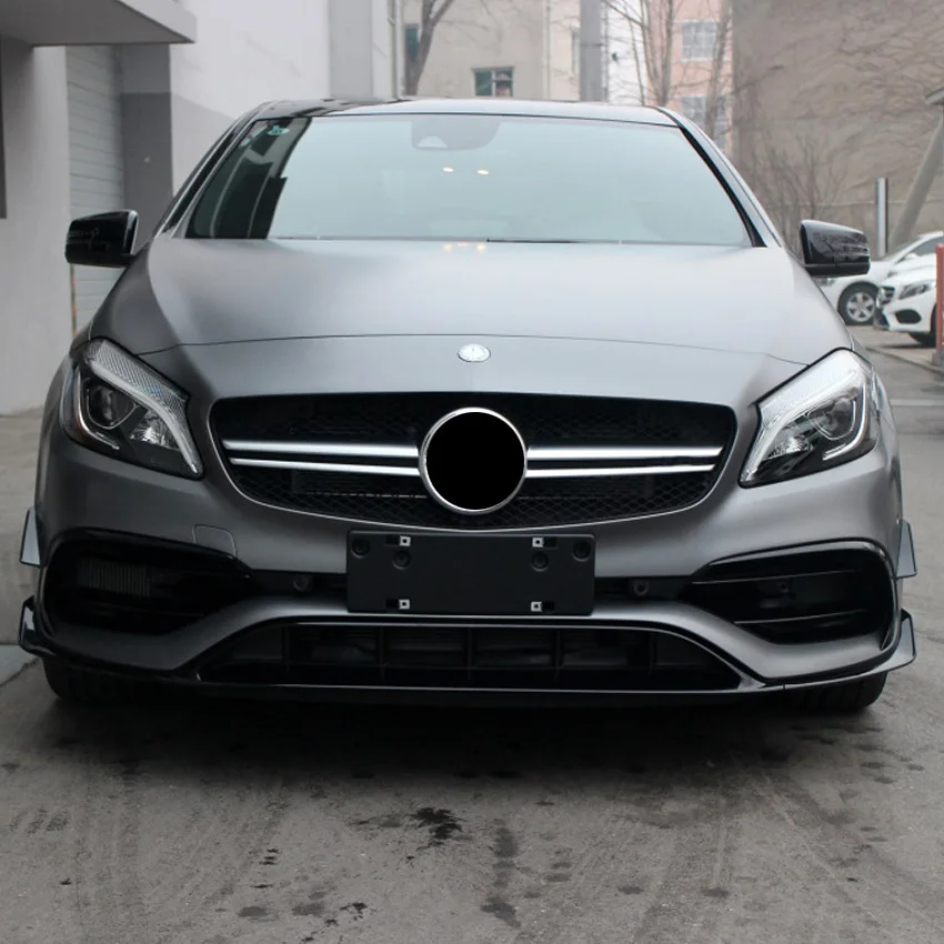 Front Bumper Spoiler Splitter Trim for Mercedes‑Benz A‑Class W176 AMG‑Line A45 2015 2016 2017 2018 Glossy Black