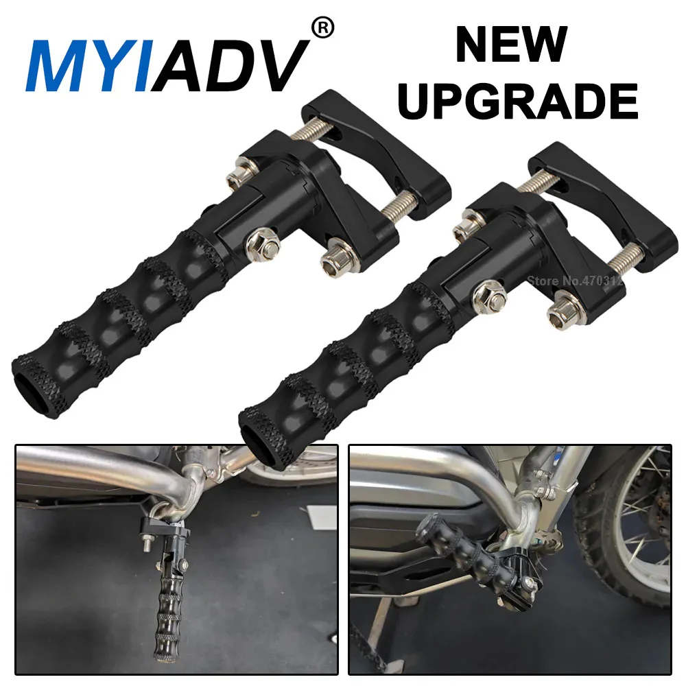BMW R1250GS R1200GS LC f900xr F750GS F850GS 2013-2023 용 발판 오토바이, 고속도로 앞 발 페그 회전식 접이식 클램프