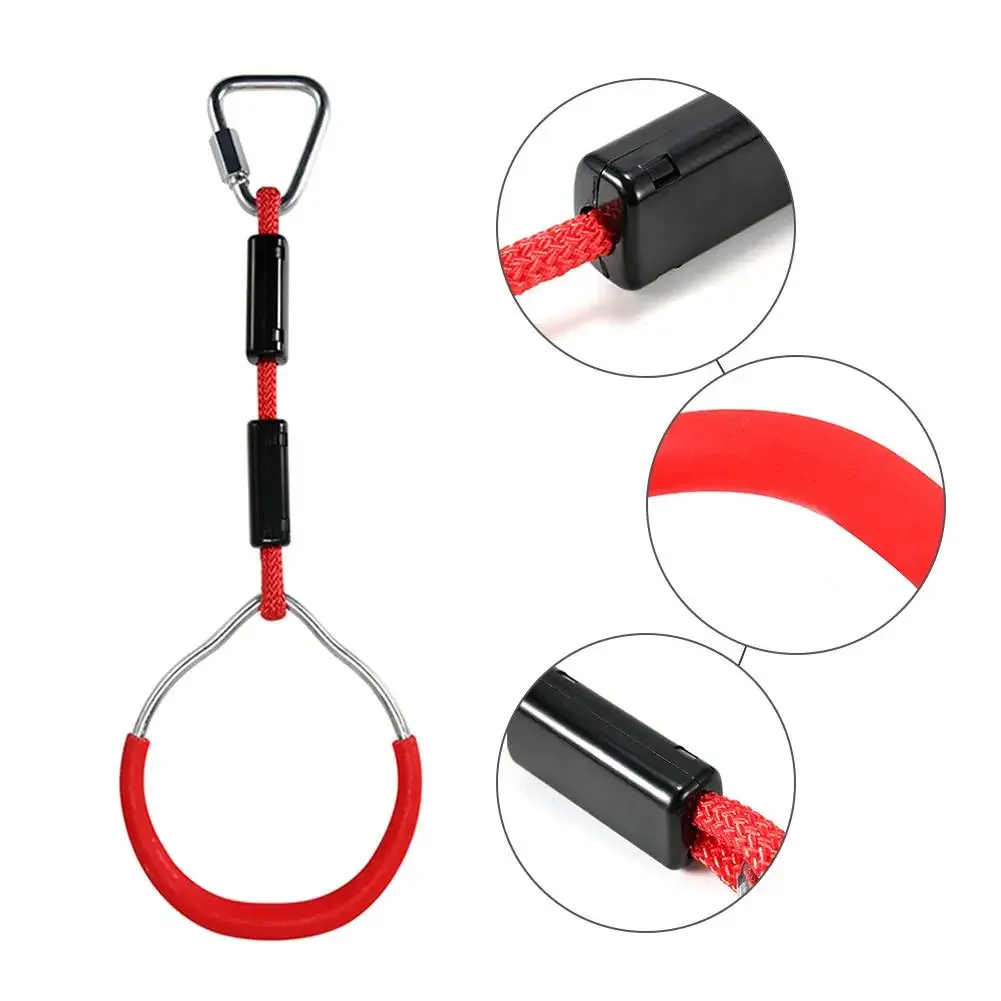 Heavy Duty Children Trapeze Bar Kids Pull Up Gym Rings Colorful Backyard Outdoor Warrior Obstacle Course Slackline Kit gymnastic rings gymnastics bar