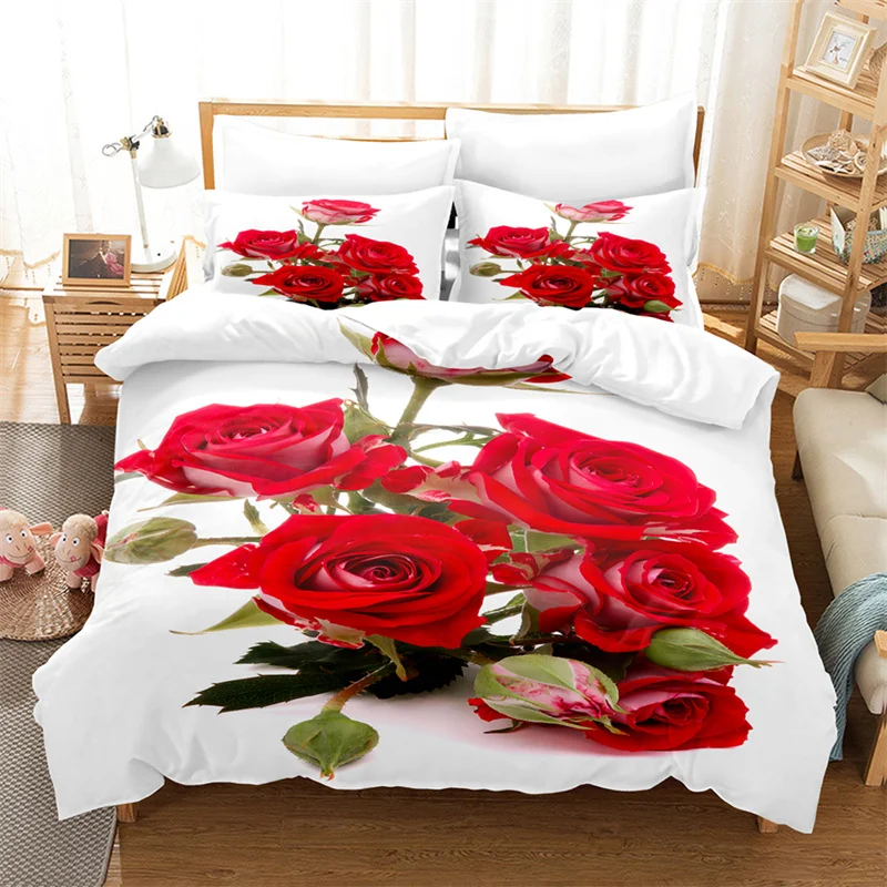 

Queen Bedding Set Red Rose Sexy Duvet Cover High-grade Comforter Bedding Sets Bed Set Quilt Cover King Size Duvet Cover Set